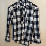 Stylekeepers Autumn Break Top Blue Plaid Cold Shoulder Tie Shirt Button Down White Size XS Photo 2