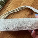 White beaded shoulder bag with flower pink and blue pattern detailing Photo 4