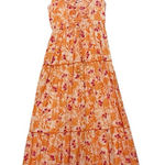 CELINA MOON 100% cotton boho long metallic maxi dress S‎ Orange Photo 0