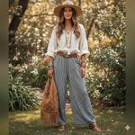 Free People  East Side Trousers Pants - black/white Sz S New no tags Photo 1