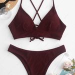 Zaful  Burgundy Bikini Set Photo 0