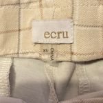 Ecru Cream Plaid Stretch Cropped Flare Pants Photo 3