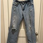 ZARA  Women's Blue High Waisted Flare Jeans Wide Leg Raw Hem 90's Size 10 Photo 0