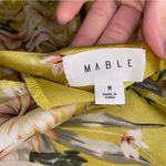 Mable Isabela Satin Tropical Floral Asymmetrical Midi Dress Yellow Medium Photo 4