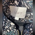 Loft Ann Taylor Size Medium Black Floral Print Full Zip Jacket Lightweight Cute Photo 3