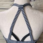 Athleta Heather Grey & White Striped Athletic Bra Tank Top Photo 5