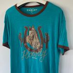 Ariat  Women’s Howdy T-Shirt Teal Brown Short Sleeve Tee Large Photo 2