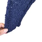 Anthro Knitted & Knotted Open Knit Navy Blue Crochet Sheer Panel Cozy Sweater M Size M Photo 4