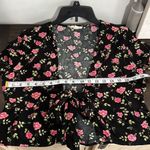 LA Hearts  Black Floral Top Open Front w/Tie Size Medium Photo 5