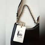 Small HOBO Black Leather Shoulder Bag with Gold Chain Photo 6