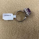 Cushion Purple Fluorite & Rhodolite Garnet Sterling Silver 925 Ring Halo Sz 9 Photo 7