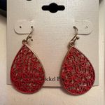Versona  Hibiscus Red and Gold Teardrop Earrings NWT Photo 0