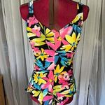 Maxine of Hollywood  one piece swimsuit floral pink yellow blue Photo 0