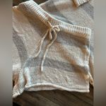 Pink Lily  Striped Knit Beige Sweater Shorts Set M Photo 6