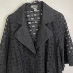 Damee Inc Jacket Womens Small Black Mesh Check Button Up Sheer Collared Photo 2