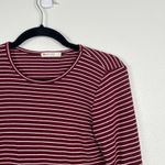 Marine layer Women's Striped Long Sleeve Tee Maroon Sz M Photo 2