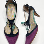 Boden Alice Suede Leather Blue Purple Kitten Heels S Photo 0