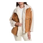 BLANKNYC Two Tone Suede Sherpa Jacket Full Zip Button Brown Women Size Large NWT Photo 12