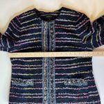 Talbots  Womens Tweed Jacket‎ Size 10 Multicolor Striped Fringe Colorful Office Photo 9