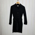 UNTUCKIT Angelina Black Button Front Belted Shirt Dress Long Sleeve Women Size 6 Photo 4