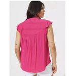 Torrid  Pink Rayon‎ Slub Crochet Tie Front Flutter Sleeve Top Size 6X Photo 3