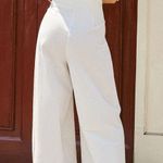 Commence Commense Semi-Sheer Pleated Mid-Waist Pants White Linen Medium Photo 1