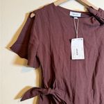 & Other Stories & Other Stories Knot-Detail Linen Blend Midi Dress in Dark Brown Photo 2