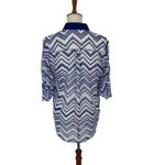 Takara  Womens Blouse Small Blue White Top Printed Boho Workwear Chic Photo 2