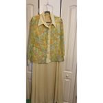 Vintage‎ 1970s 2 Piece Dress Set Floral Sheer Top Sleeveless Gown Modest Maxi Yellow Size L Photo 2