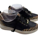Naturalizer 8.5 Leopard Zebra Print Black Leather Sneaker Black Beige Shoes Photo 1