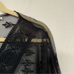 Black Floral Embroidered Sheer Poncho Whimsigoth Boho Swim Cover Up Beach Fall Size L Photo 3