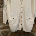 Valerie Stevens Vintage Cream White Button Up Oversized Lambswool Soft Cardigan Sweater Photo 1