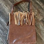 East West Leather Fringe Bag Brown Photo 2