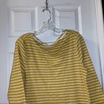 Time & Tru  Mustard Yellow Striped 3/4 Sleeve Knit Top L Photo 4