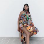 ZARA  Paisley Floral‎ Print One Shoulder Midi Dress Asymmetric Party Size XS Photo 2