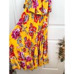 1. State  Yellow Floral Print Strapless Ruffled Tiered Summer Dress Size Small Photo 4