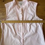 L.L.Bean  Wrinkle Resistant Button Up Sleeveless SZ MP Pintuck Pink Collarless Photo 5