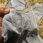 Ellen Tracy  Top Size M Blue White Stripe 100%‎ Linen Button Down Sleeveless Tank Photo 5