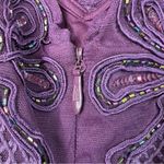 J’s Collections Size 10 Beaded Soutache Evening Gown Dark Plum Short Sle… Purple Photo 10