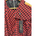 NWT Petersyn Ariana Arona Gingham Ruffle‎ Asymmetrical Dress Red Black XS Photo 2