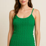 None Green Knit Cami Fishermen Top Women’s Size M Cable Knit Y2K Preppy Coquette Photo 0