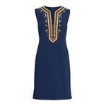 Tory Burch 💙💖  Sophia Navy Blue Embroidered Shift Dress Photo 1
