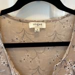 Umgee  Beige Floral Embroidered boho empire waist V neck flowy‎ dress size small Photo 3