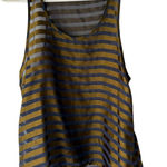 I Love H81  Sheer Striped Racerback‎ Tank Top S High Low Hem Gold Gray Photo 0