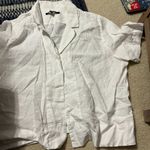 Quince  Large white button down short sleeve top Photo 1