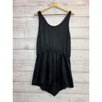Victoria's Secret Black Satin Sleeveless Romper LARGE Photo 2