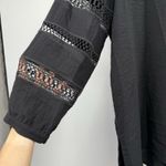 John Mark Women Button Up Shirt Tunic Size L Black Artsy Crochet Witchy Boho Size L Photo 3