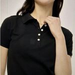 J.Crew  Womens Flex Pique Short Sleeve Untucked Polo Shirt Top Black Size M Photo 2