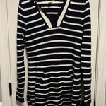 Saint Tropez West  Cotton Hoodie Navy & Cream Strips Size M. Heavy. Warm. Causal Photo 0