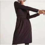 Boden Abigail Jersey Dress 14R Purple Leaf Print Long Sleeve Stretchy Midi Dark Size 14 Photo 11